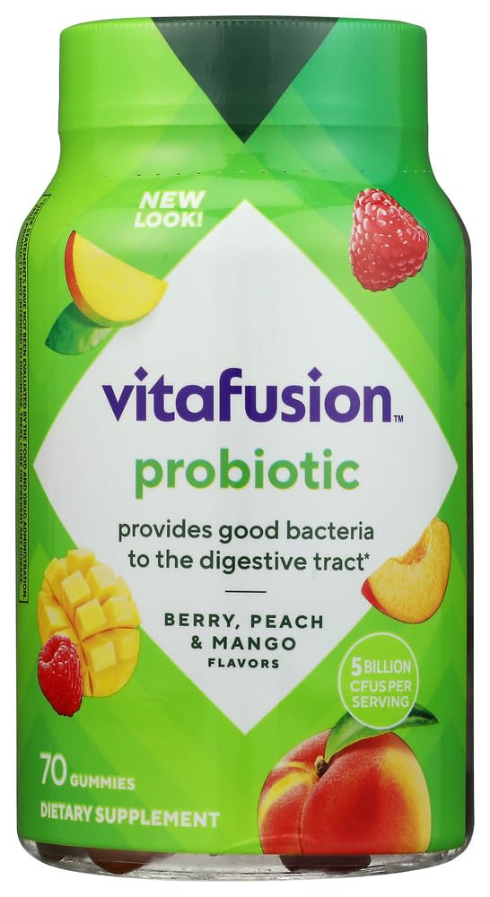 vitafusion front packaging showing bottle and label with clear benefits