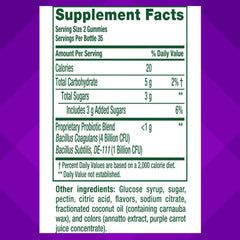 vitafusion ingredient label detail highlighting strains and clean formula benefit