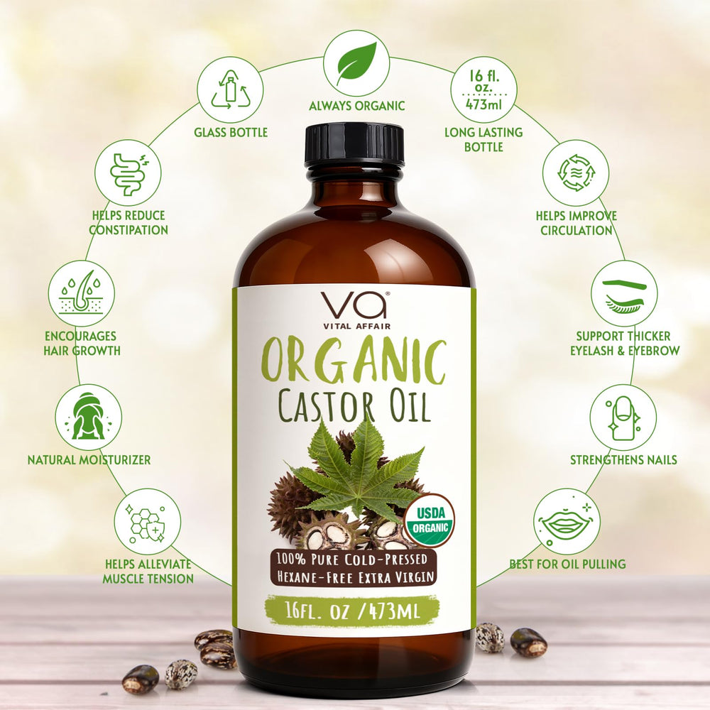 VITAL AFFAIR close-up of amber glass bottle highlighting cold-pressed organic quality