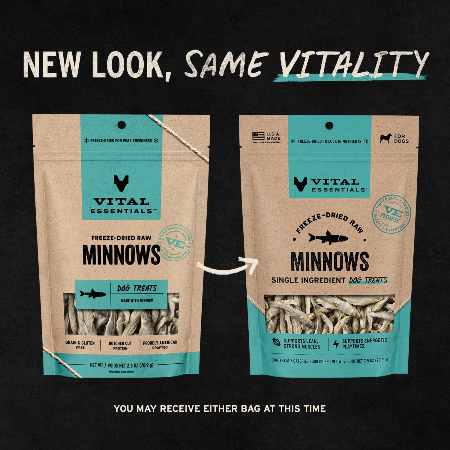 Vital Essentials close-up of minnow texture highlighting crispy, aromatic bites