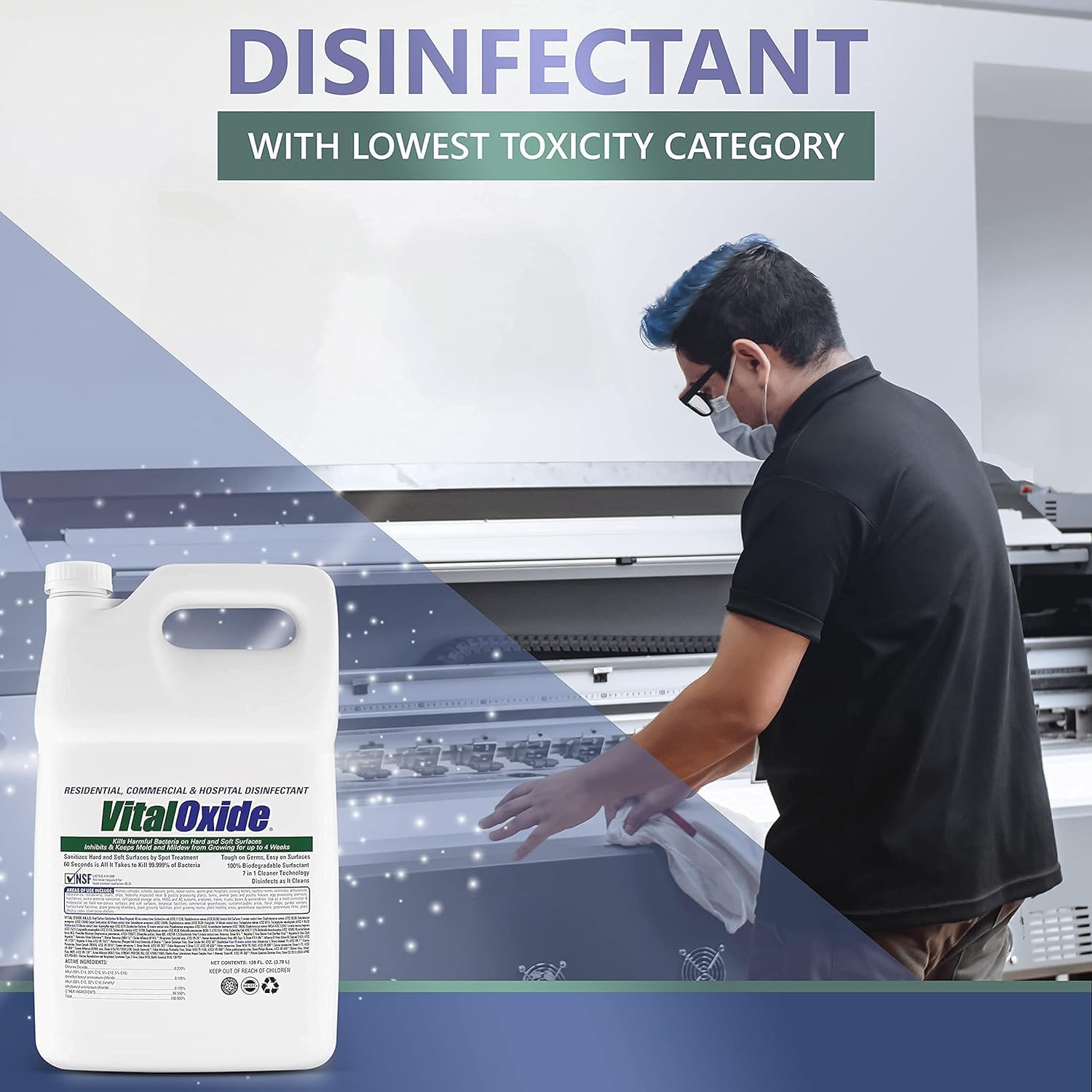Vital Oxide on kitchen counter demonstrating food-contact surface safety