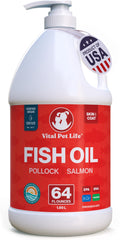 Vital Pet Life front label on 64 oz bottle showing product identity and benefits