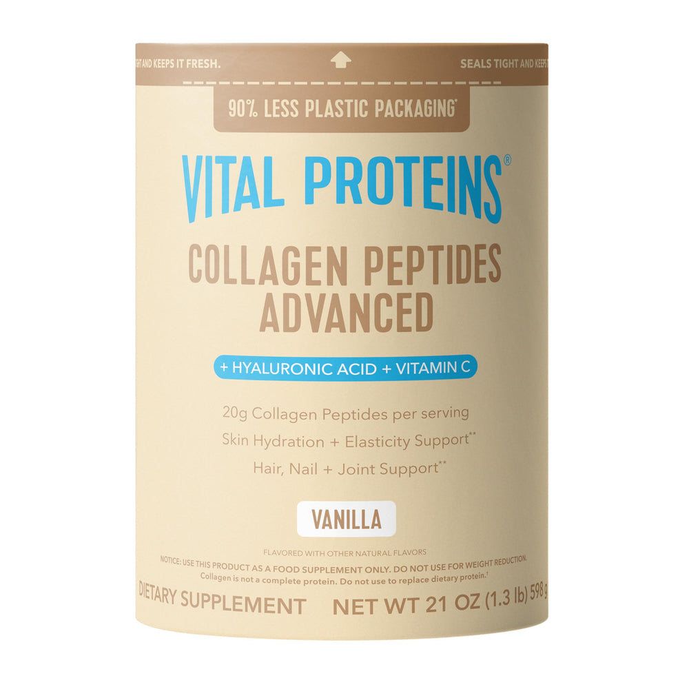 Vital Proteins front tub view showing vanilla collagen for daily support