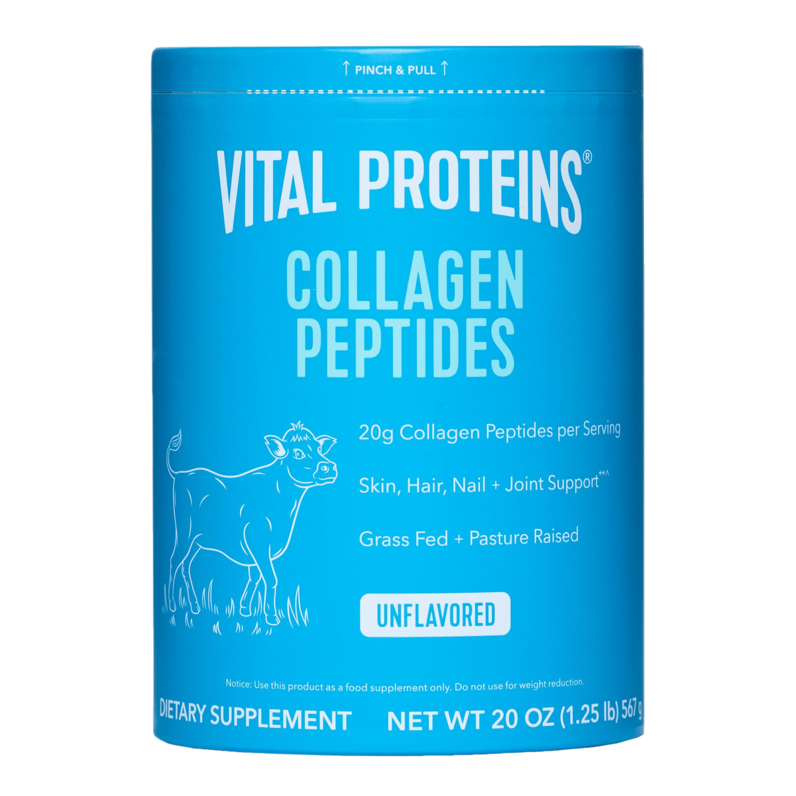 Vital Proteins front tub showing label and size for easy identification and trust