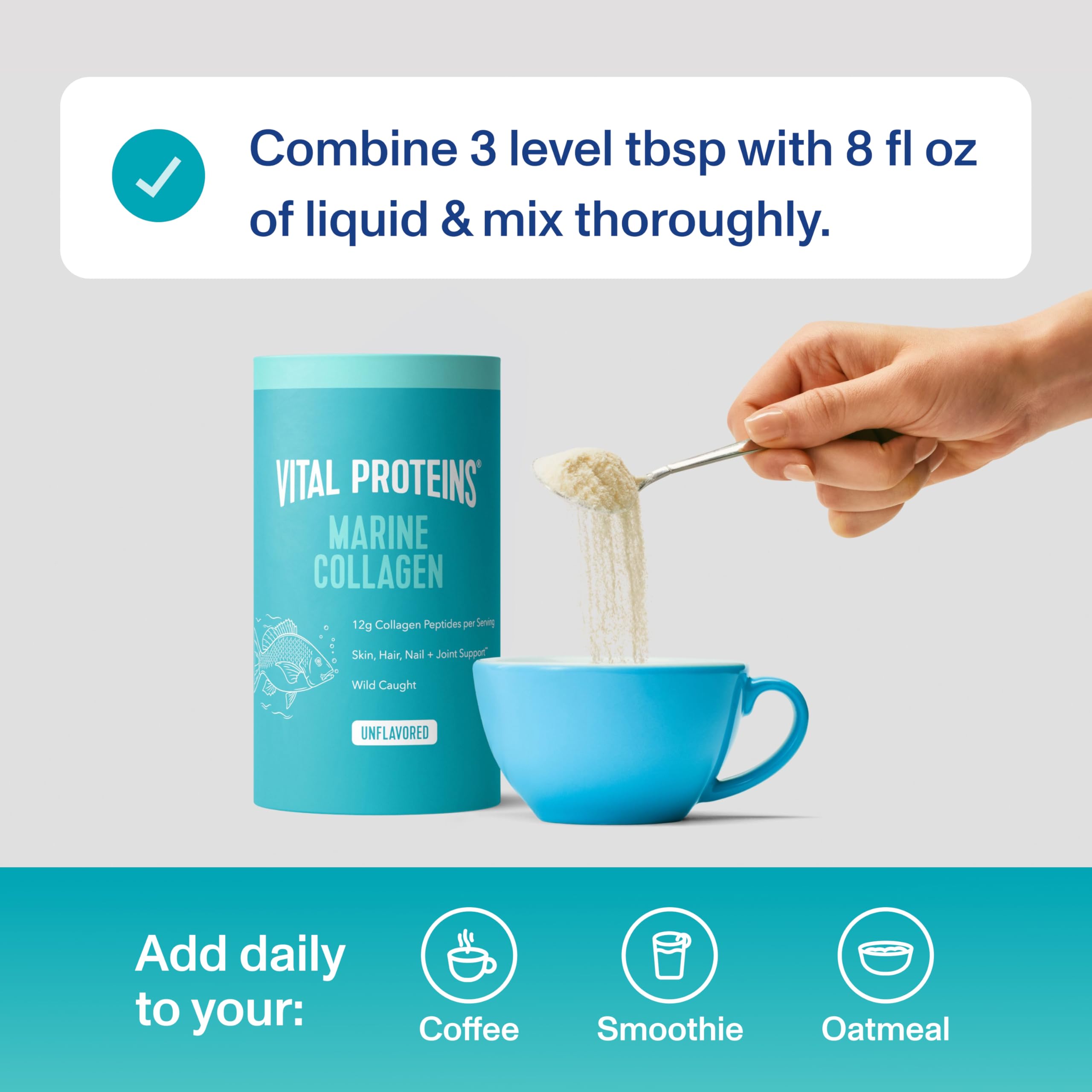 Vital Proteins stirred into smoothie glass showing seamless integration and neutral taste