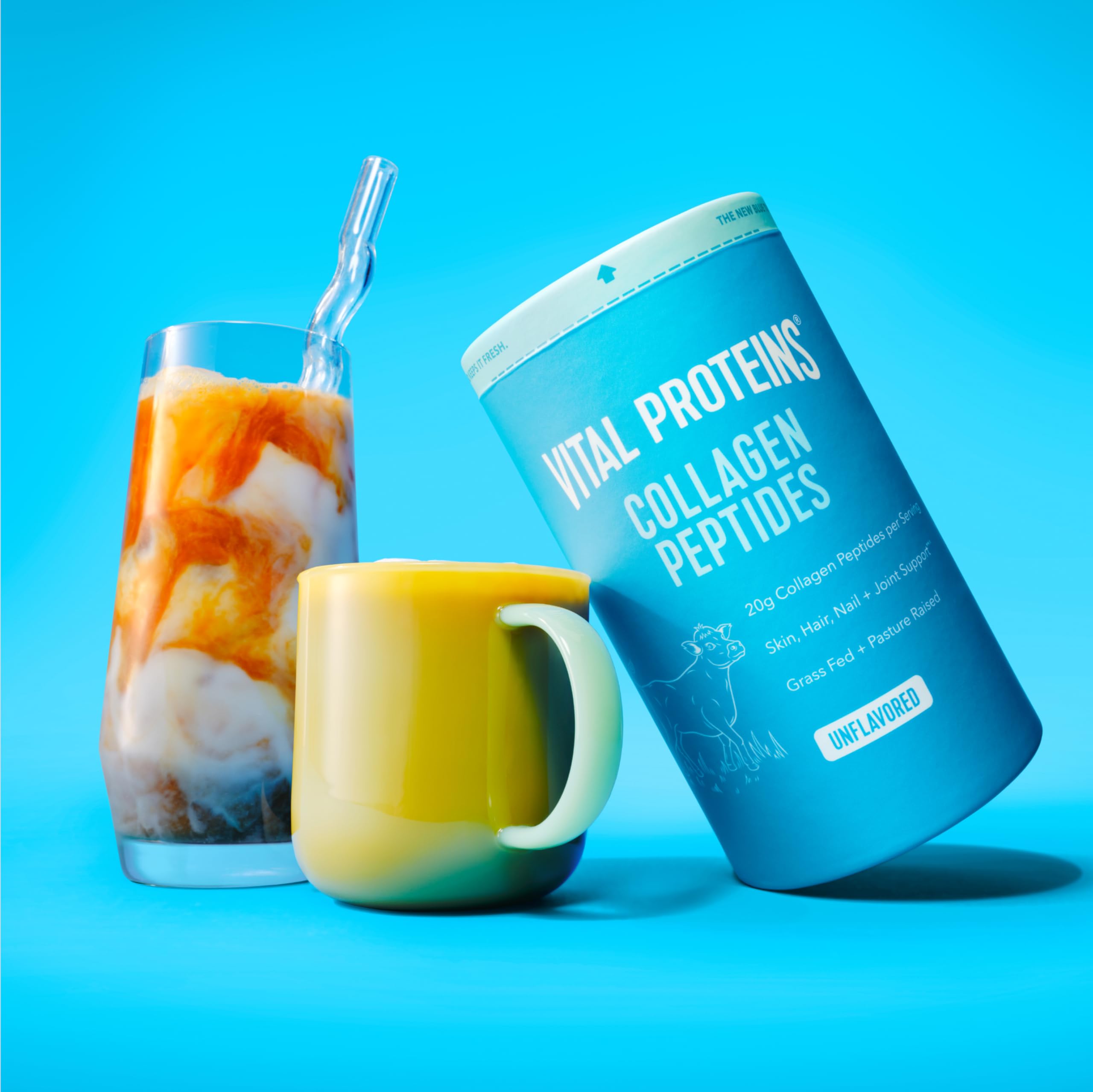 Vital Proteins powder close-up texture, fine and fast-mixing
