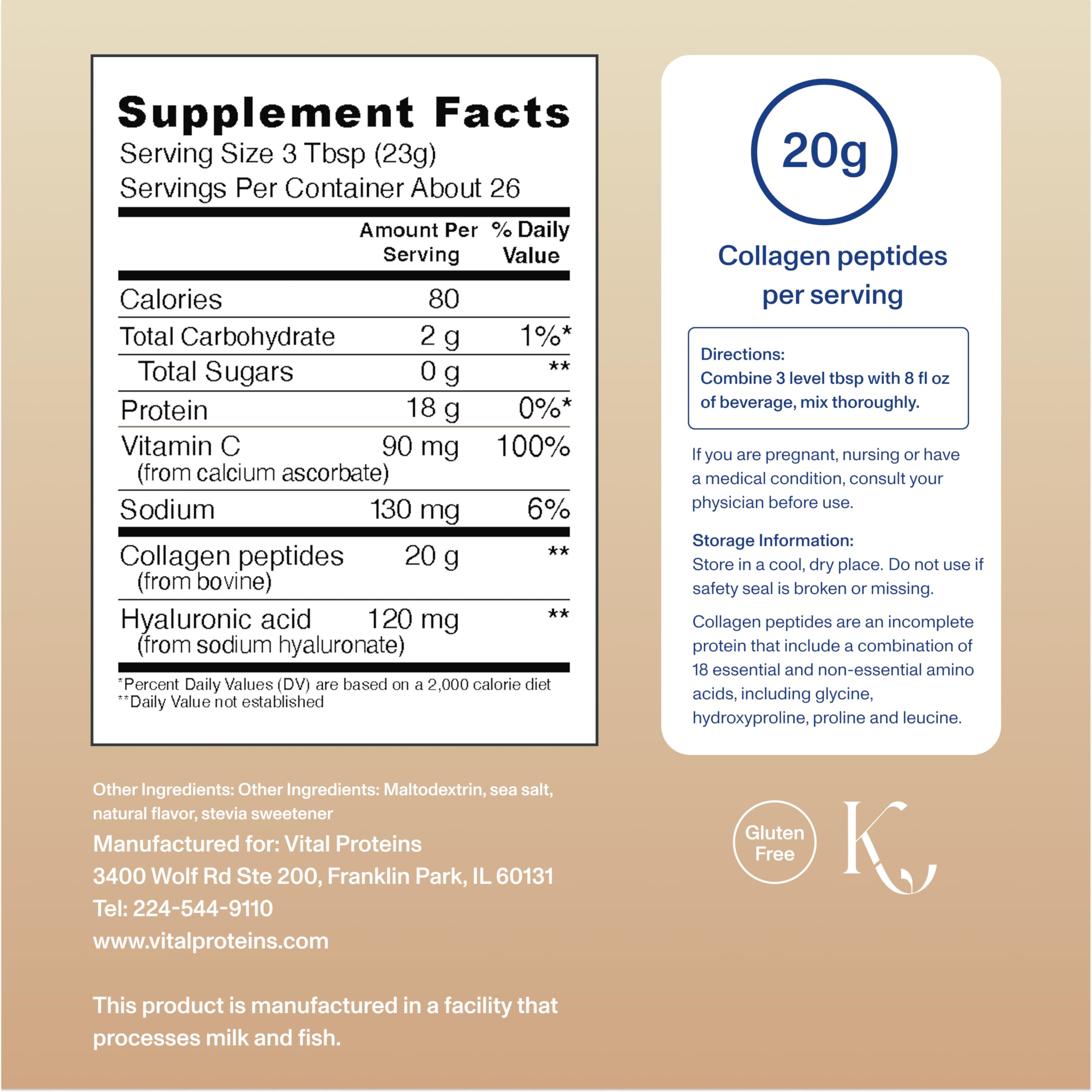 Vital Proteins close-up label showing product name and key ingredients