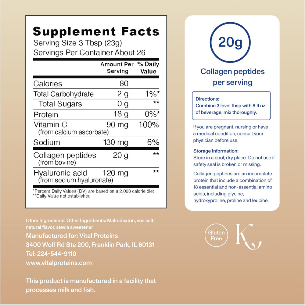 Vital Proteins close-up label showing product name and key ingredients