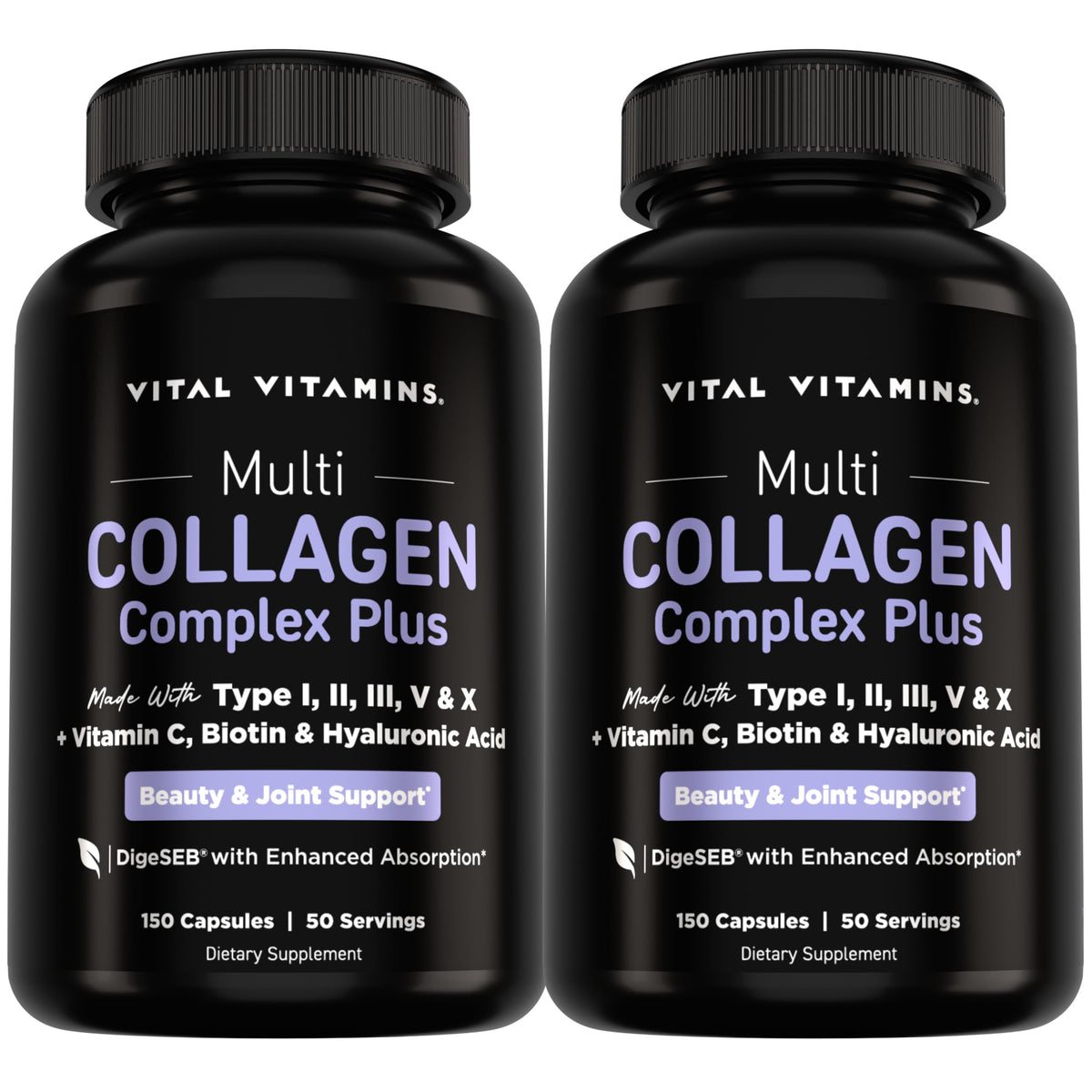 Vital Vitamins front label view showing product name and benefits for quick recognition