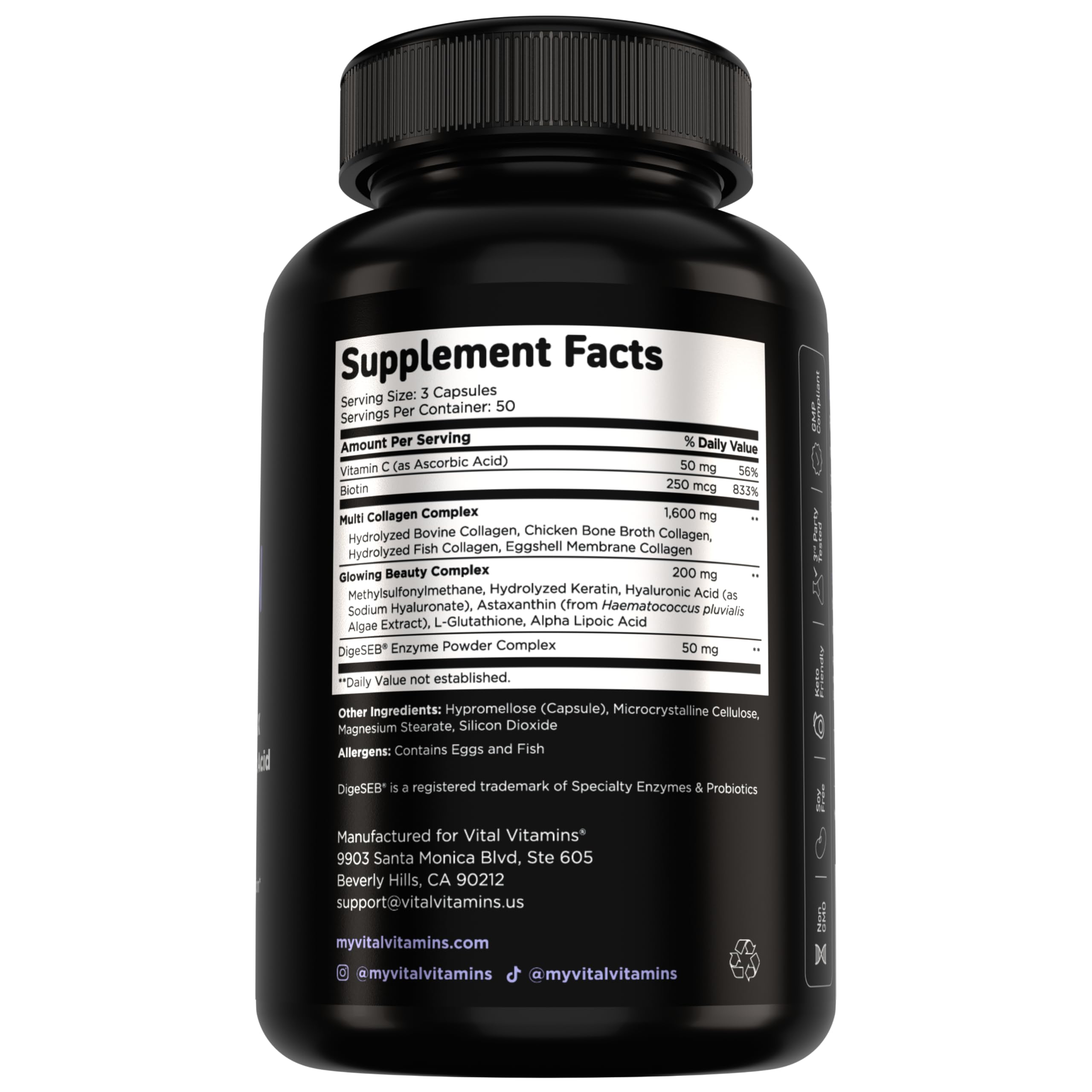 Vital Vitamins bottle beside a person stretching to suggest joint comfort support