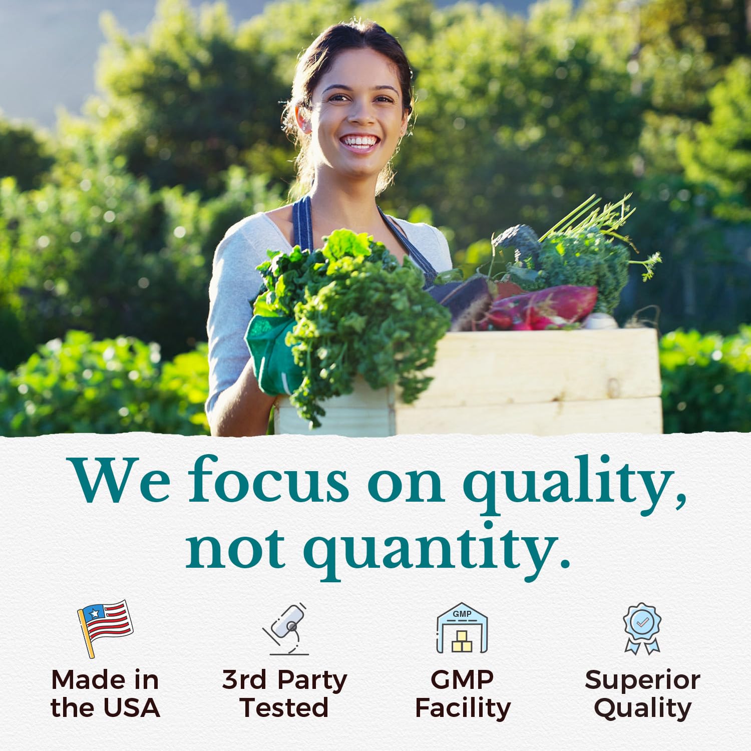 Quality control inspection in USA facility emphasizing third-party testing and purity