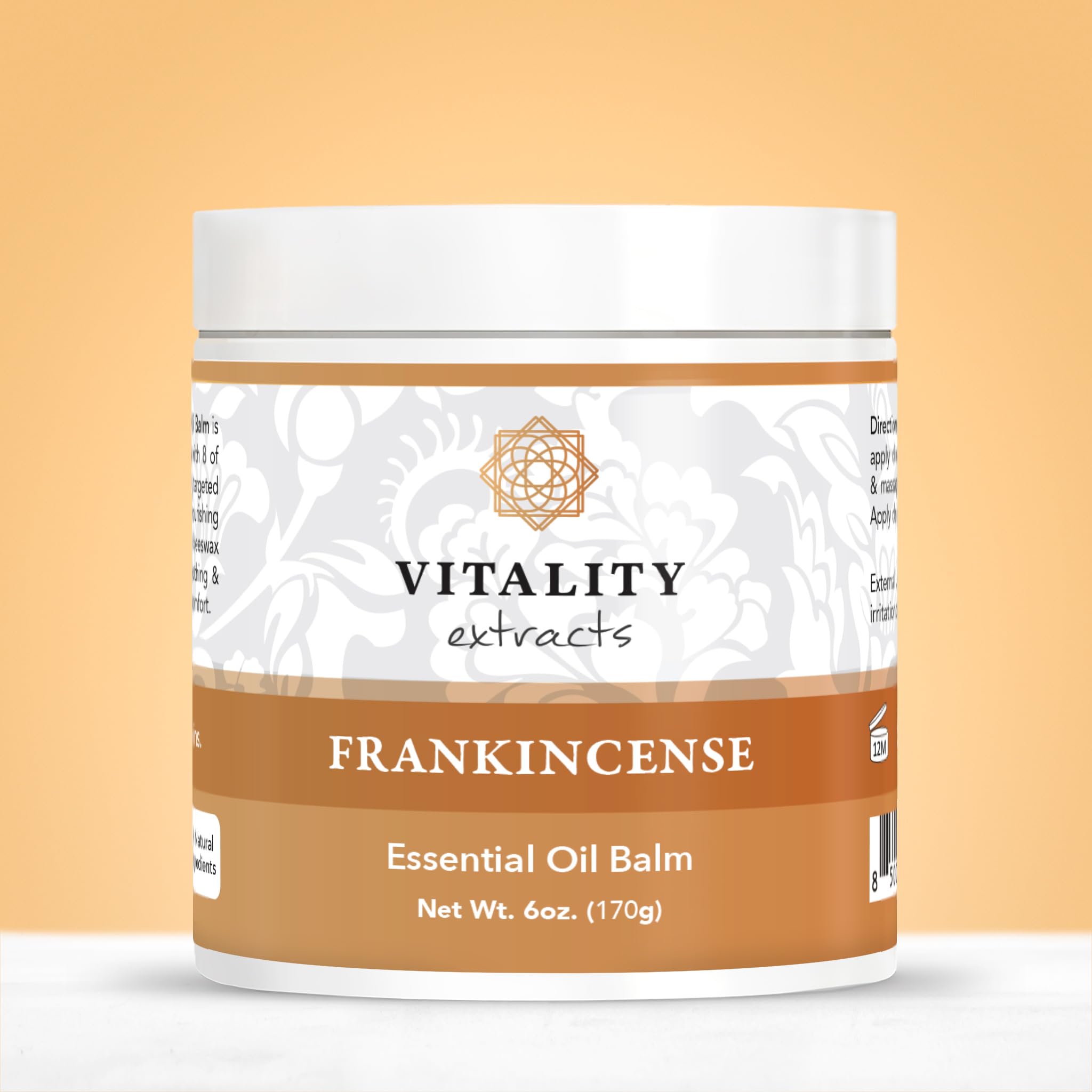 Vitality frankincense balm on a bathroom shelf illustrating daily skincare ritual