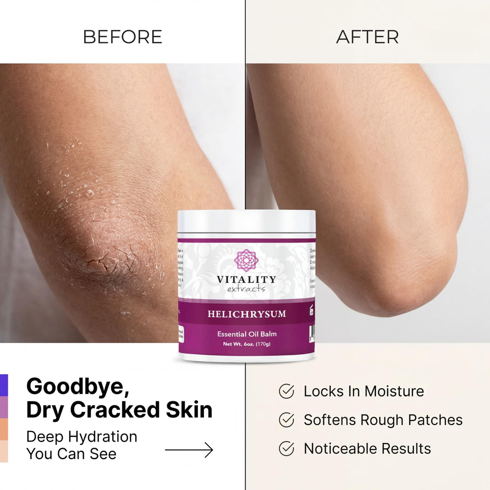 Vitality balm being applied to hand to show deep hydration and absorption