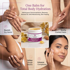 Vitality balm being applied to hands demonstrating moisturization and skin comfort