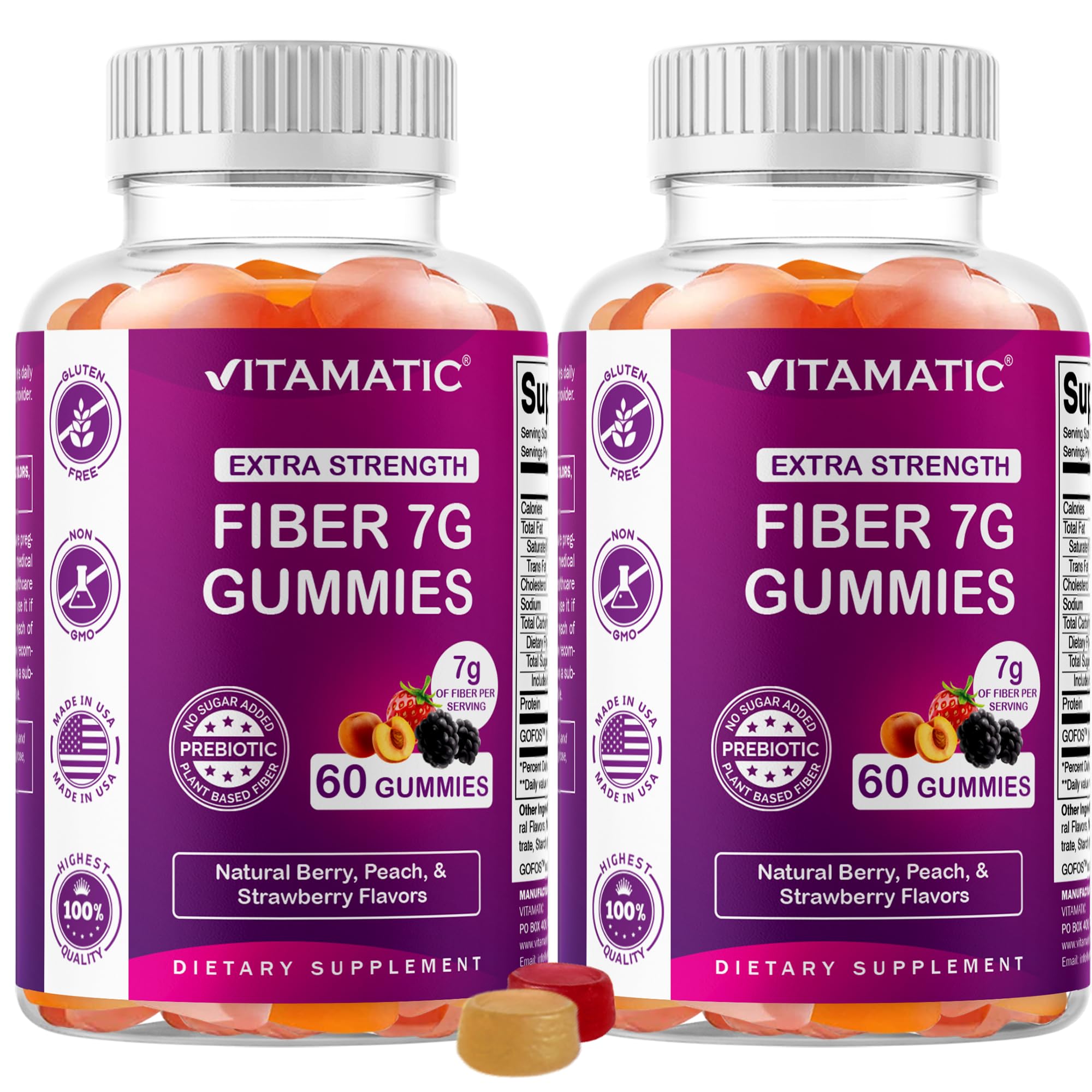 Vitamatic front packaging showing two 60-count bottles and product benefit