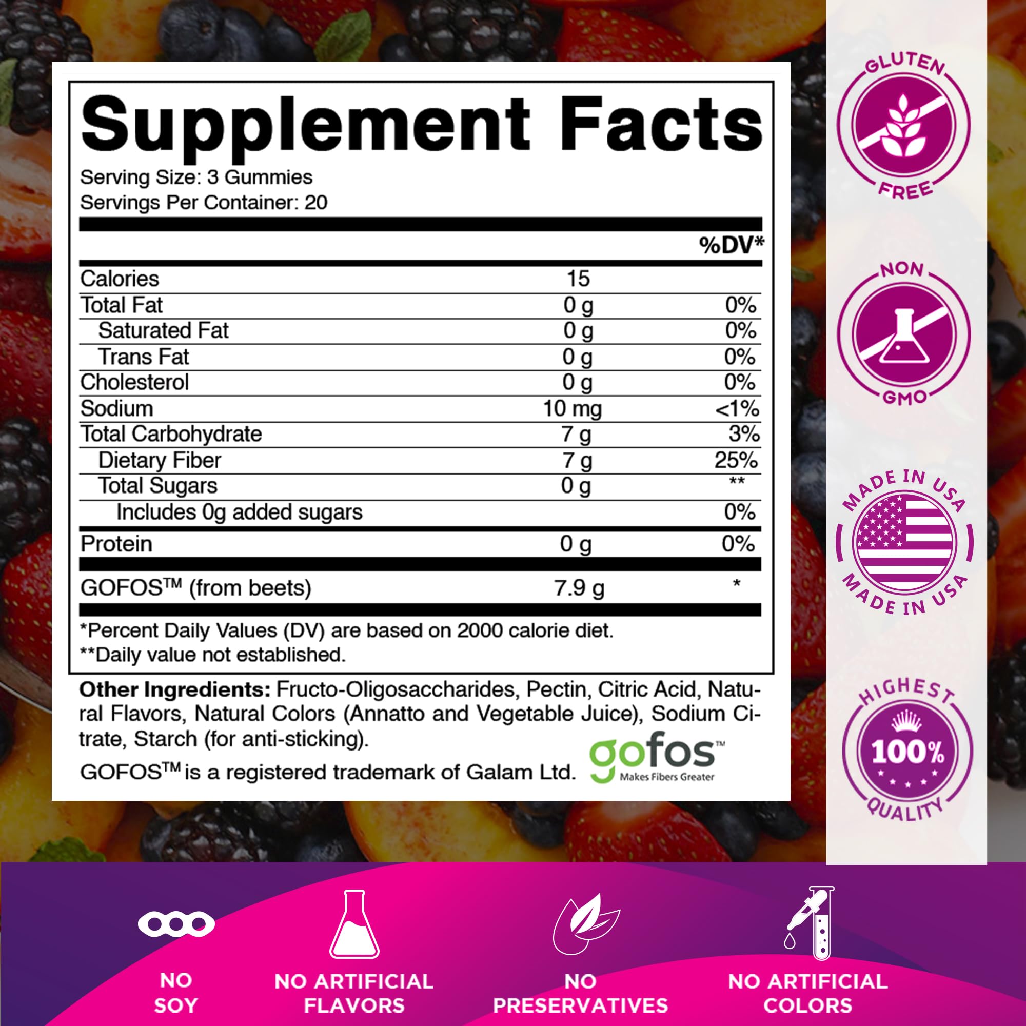 Vitamatic close-up of gummy texture highlighting pectin-based chewable benefit