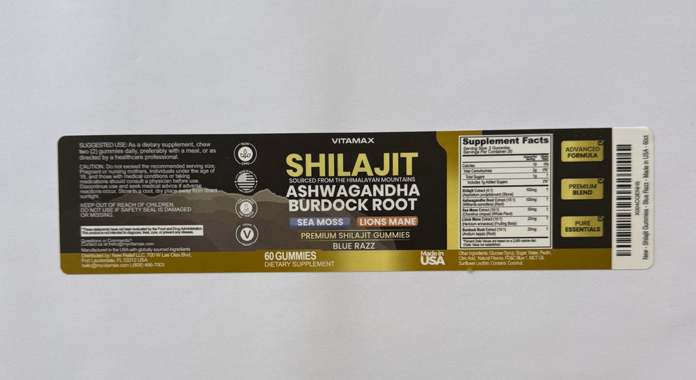 Close-up of Vitamax supplement facts label displaying ingredient transparency and potency