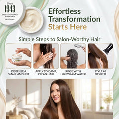 VITAMINS before and after hair strands showing repaired texture and reduced breakage benefit