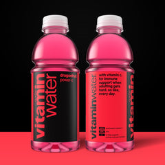 vitaminwater Power-C dragonfruit closeup label highlighting vitamins and flavor benefits