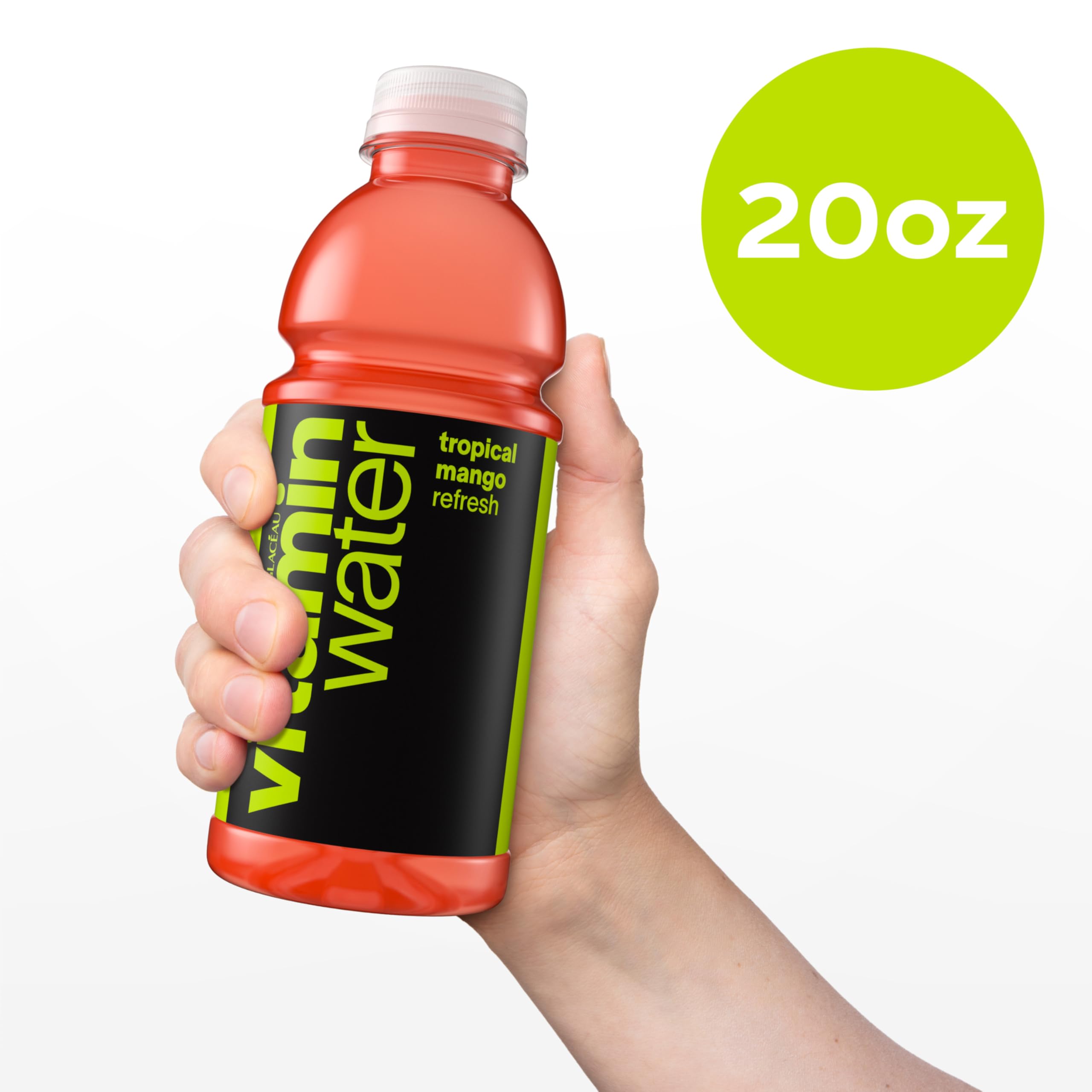 vitaminwater stacked in fridge shelf for easy grab-and-go storage
