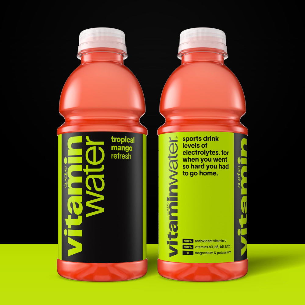 vitaminwater close-up side label highlighting vitamin and electrolyte info