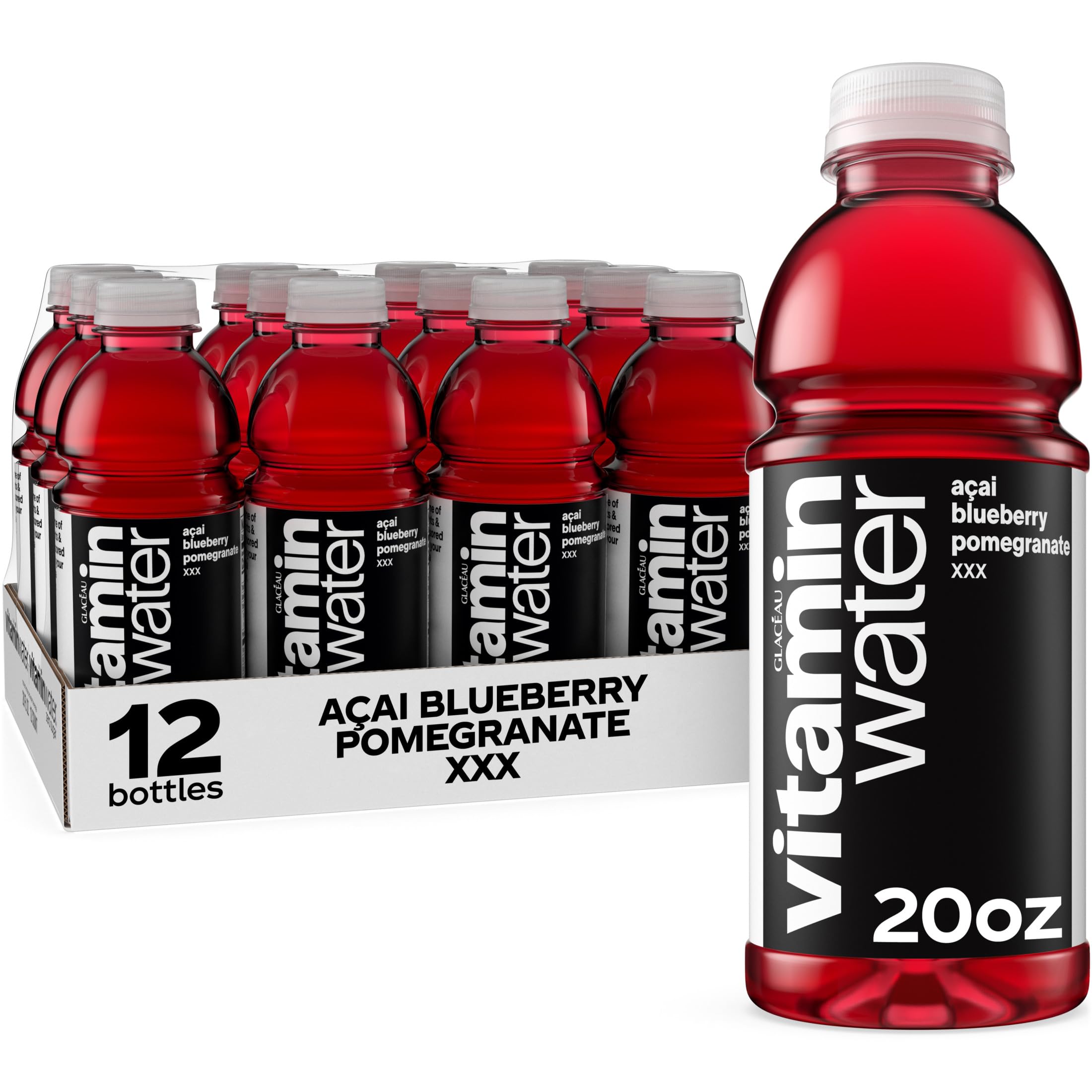 vitaminwater bottle front packaging showing flavor and size benefits