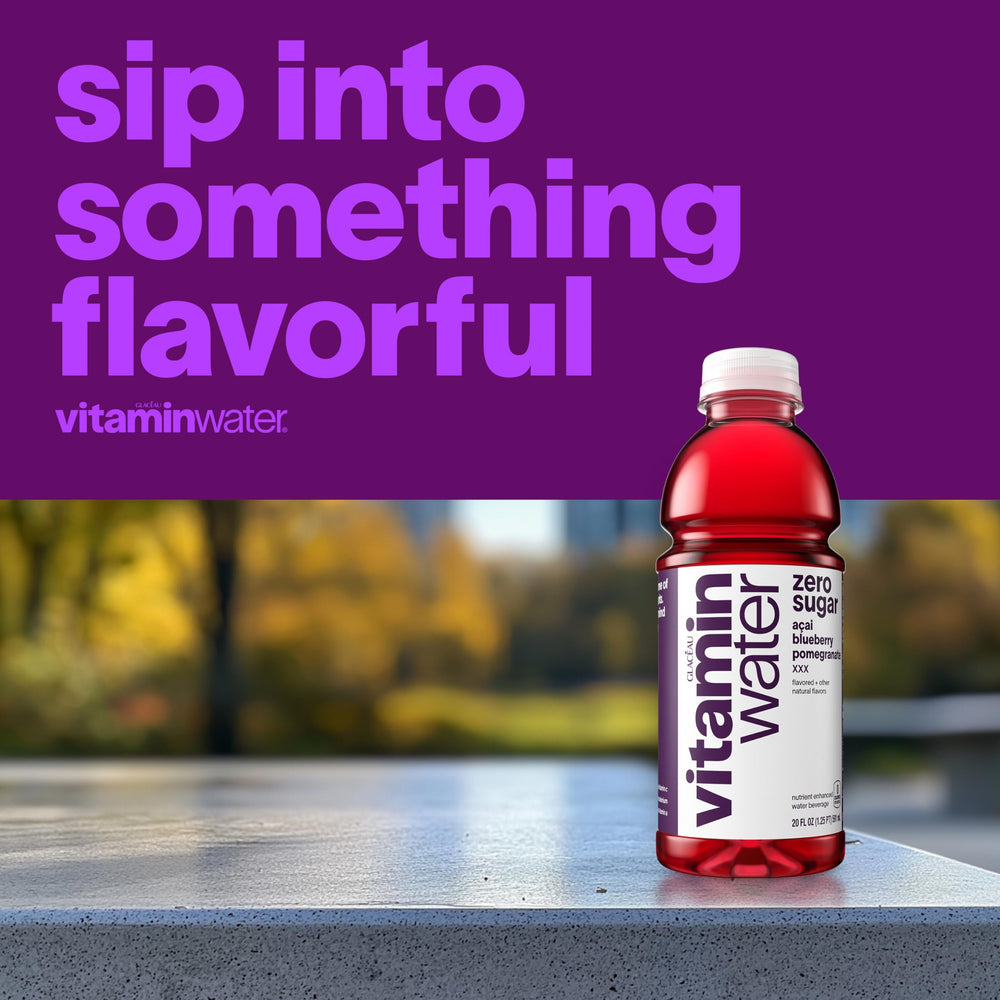 vitaminwater being poured into a glass for refreshing hydration on the go