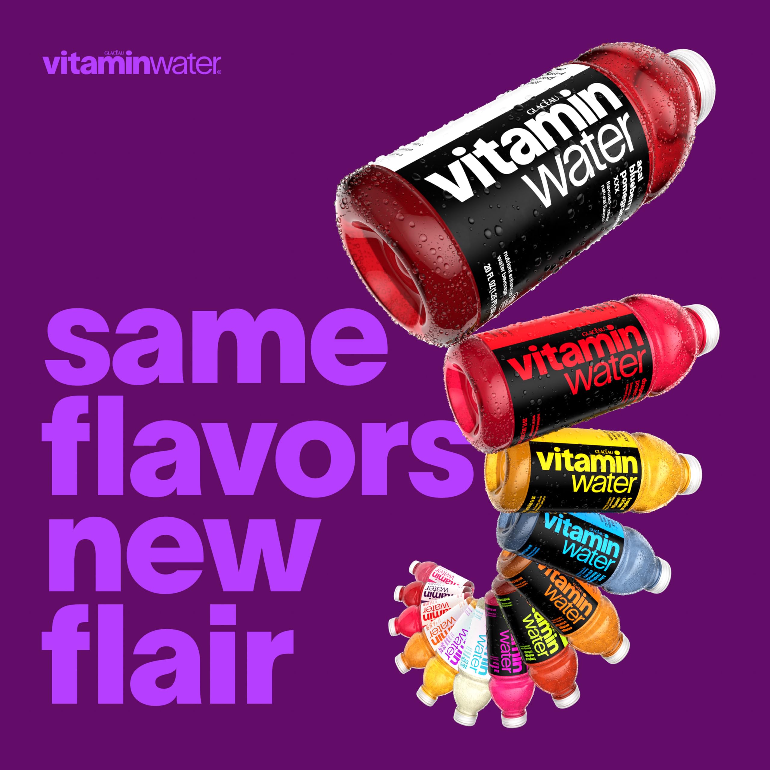 vitaminwater held in hand showing 20 fl oz scale and portable benefit
