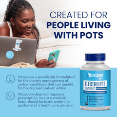 Vitassium capsules close-up revealing smooth size 0 shape for easy swallowing