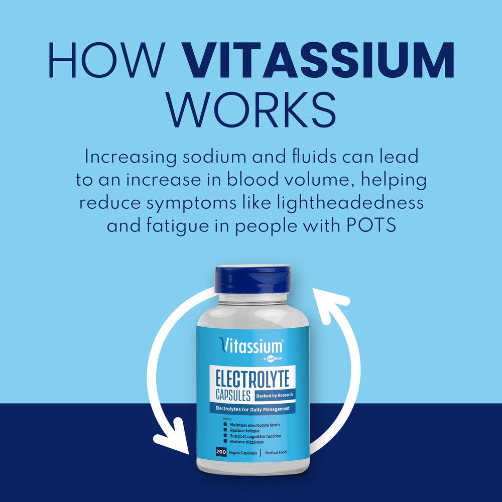 Vitassium supplement facts label close-up highlighting sodium and potassium amounts