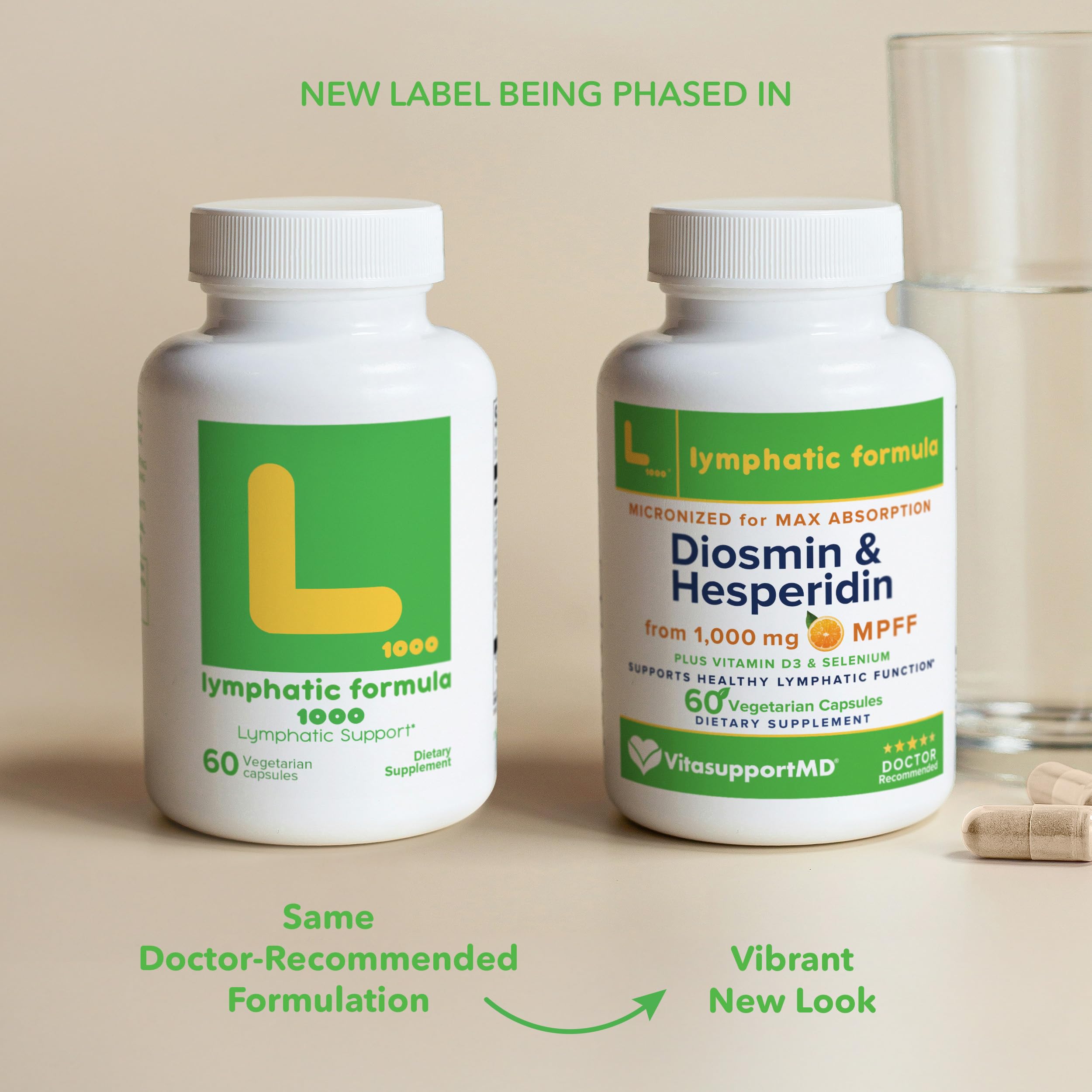 VITASUPPORTMD ingredient layout showing diosmin hesperidin selenium vitamin D3 for transparency