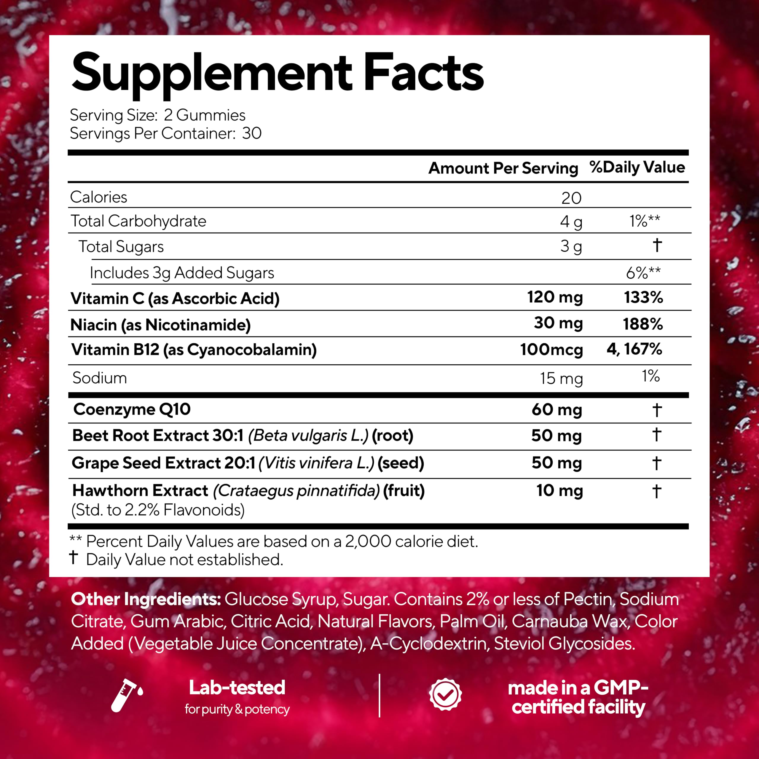 VitaUp ingredients flatlay with beetroot and grape visuals showing natural extracts