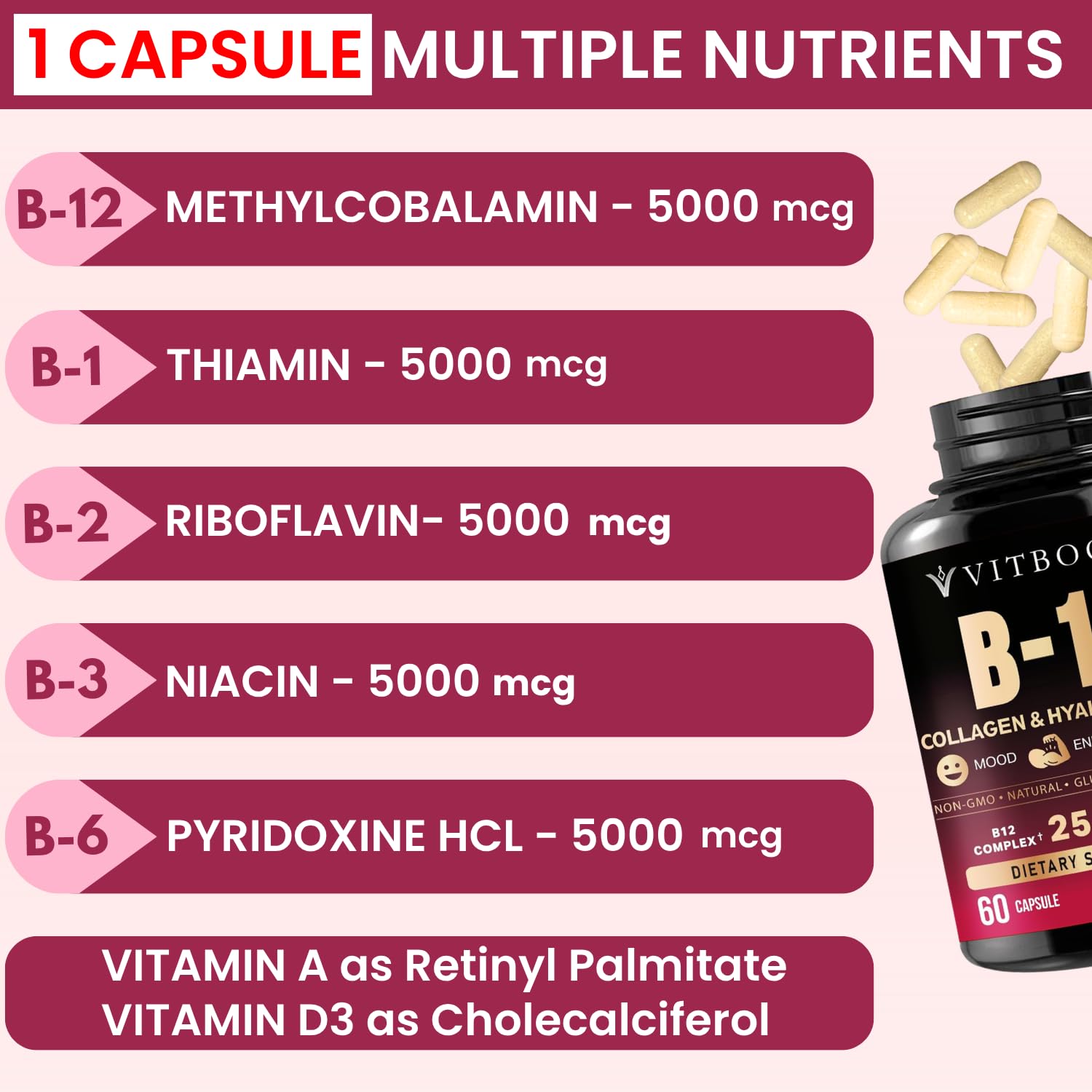 VITBOOST collagen-hyaluronic powder texture illustrating ingredient blend