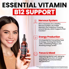 Drops of VITBOOST liquid on hand showing texture and easy dosing benefit