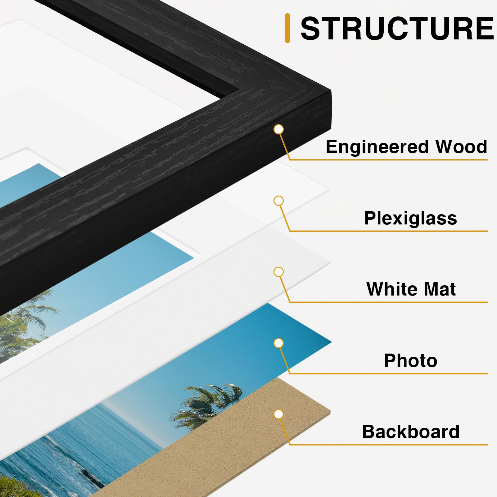 Vittanly back hardware and easel showing hanging hooks and tabletop support