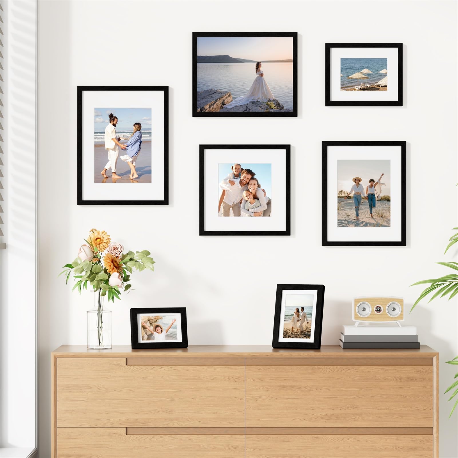 Vittanly tabletop easel display showing single frame staged on a shelf neatly