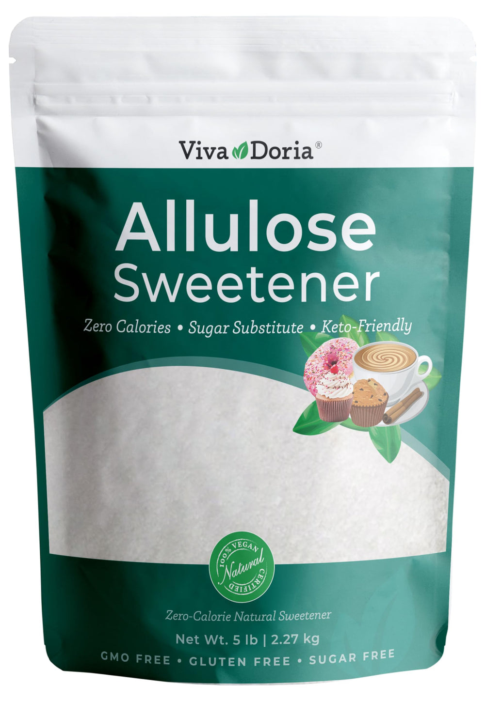 Viva Doria front packaging showing 5 lb bag and clear labeling for easy pantry storage