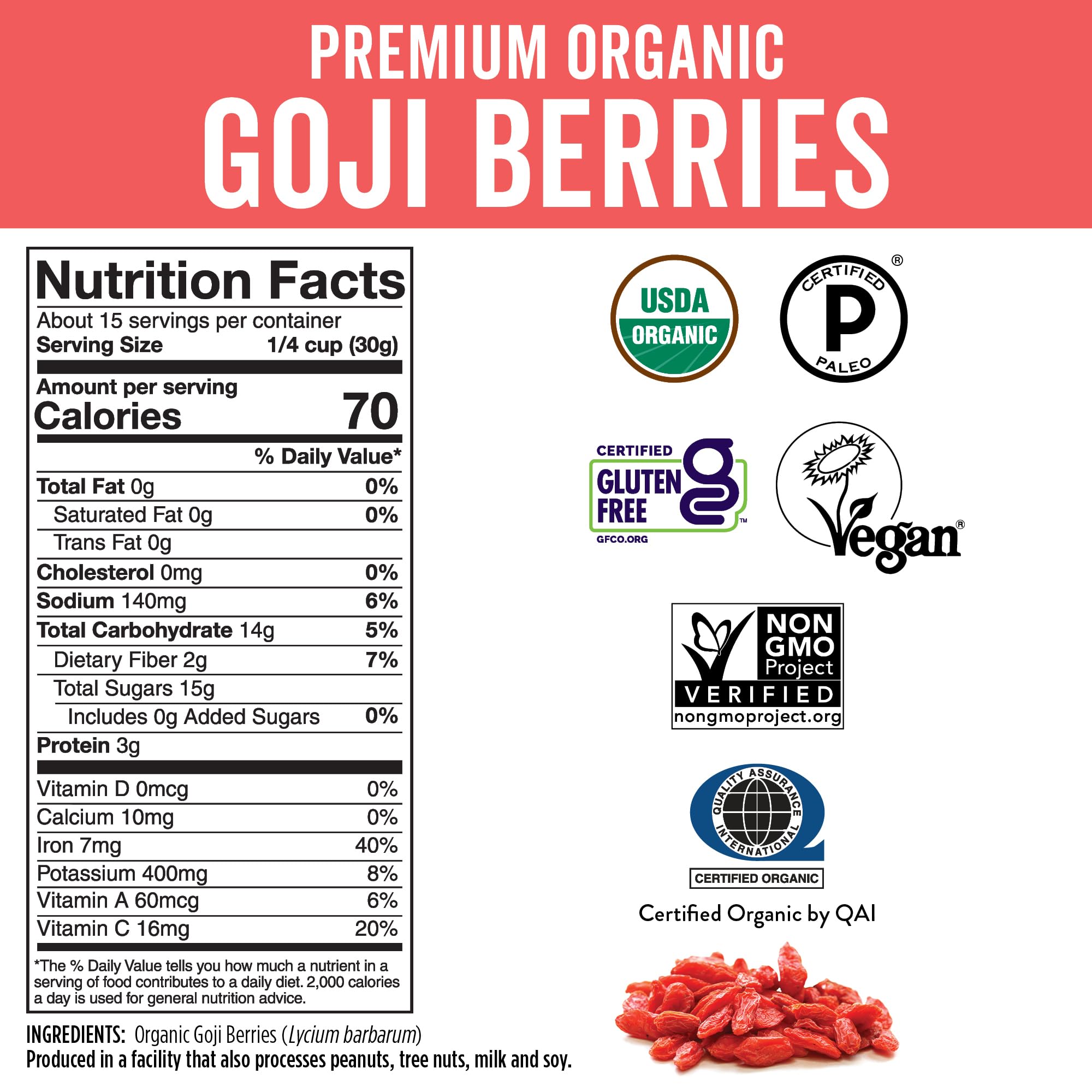 Viva Naturals goji berries on a breakfast table showing recipe versatility