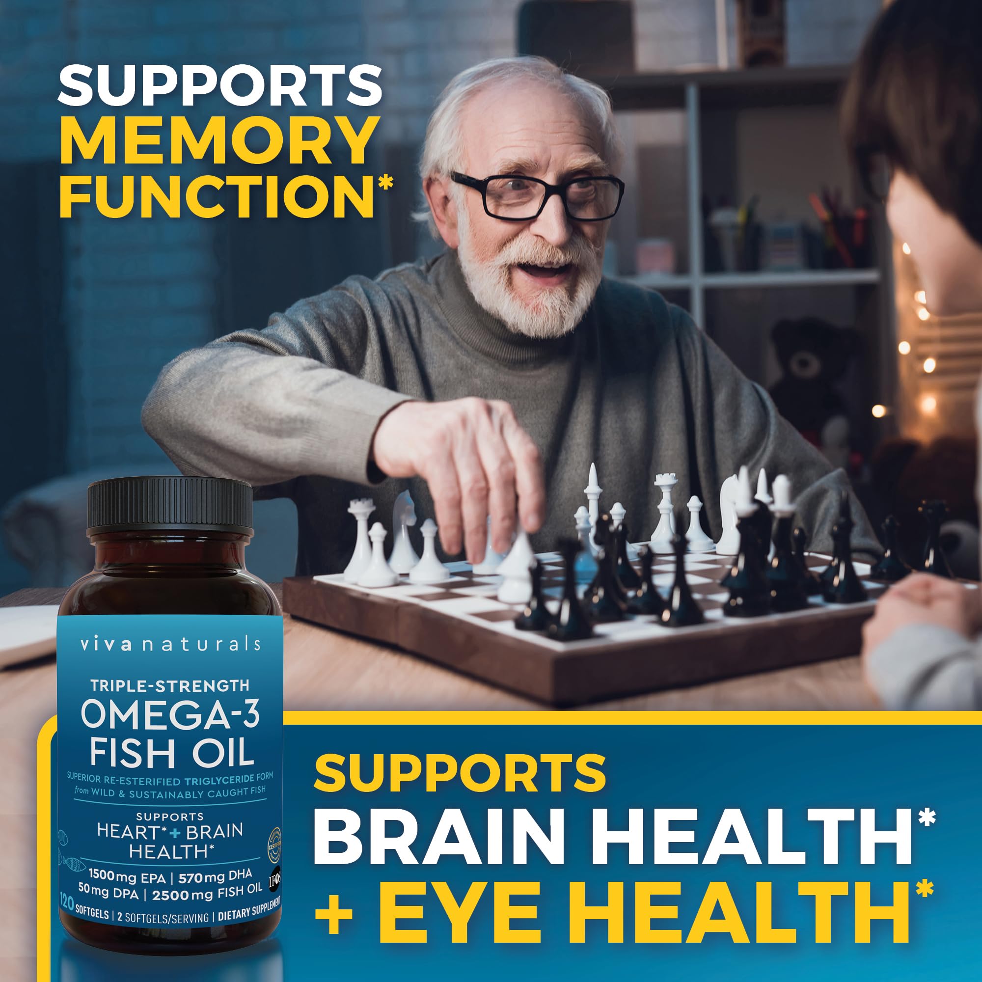 Viva Naturals supplement facts label showing EPA DHA amounts and dosing information