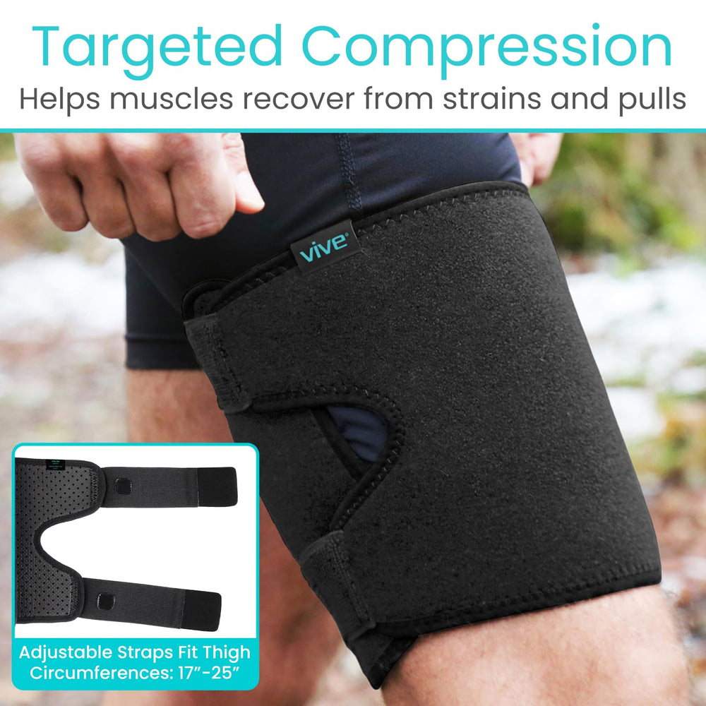 Vive thigh brace closeup of neoprene breathability and lightweight texture benefit