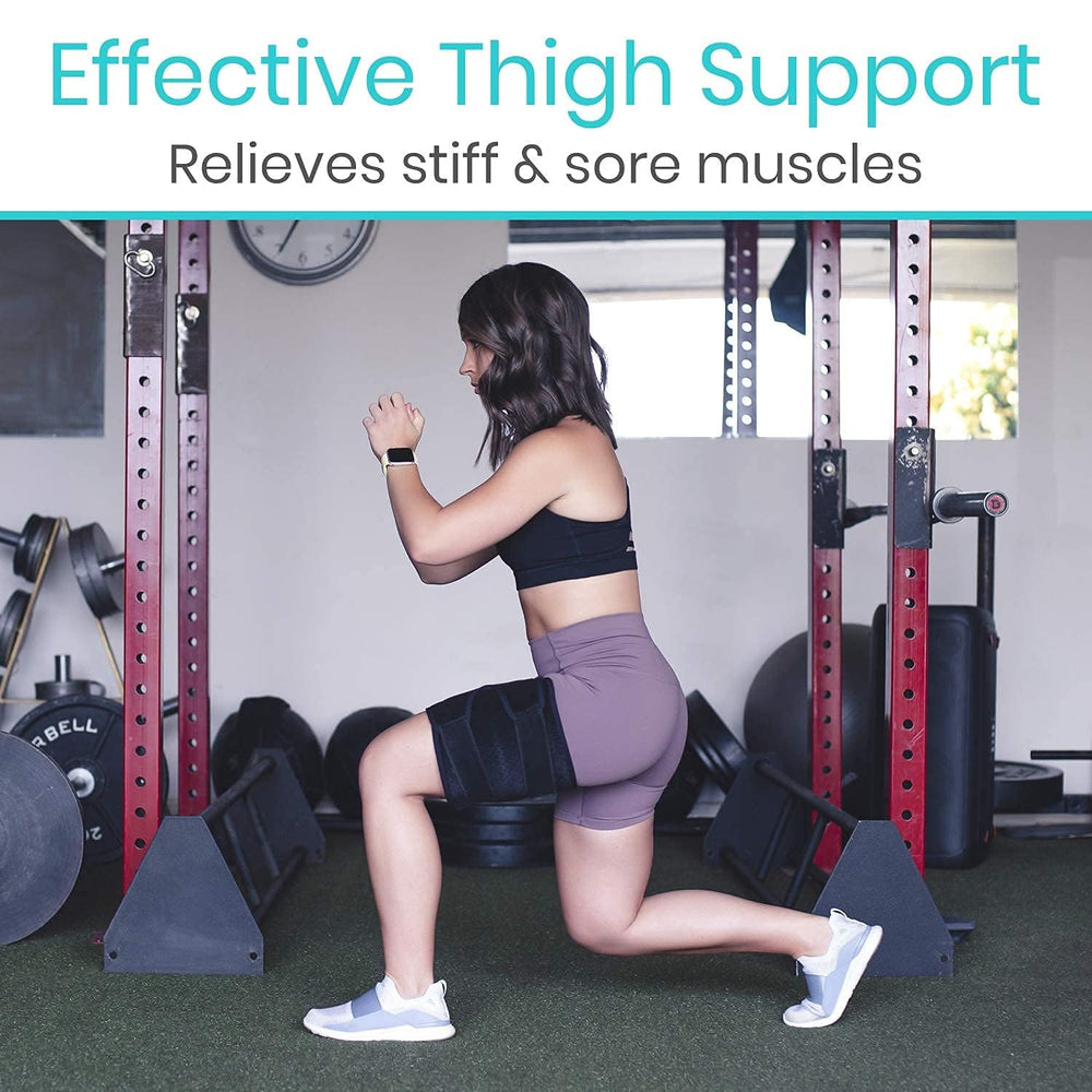 Vive thigh brace in use during exercise offering stable thigh support
