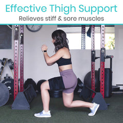 Vive thigh brace in use during exercise offering stable thigh support