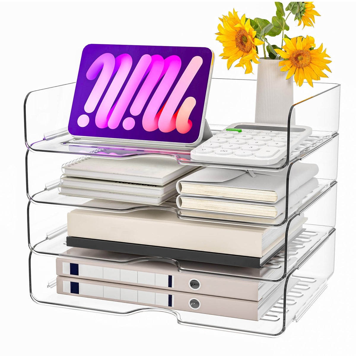 Vivihomety clear acrylic front view showing neat document organization and visibility
