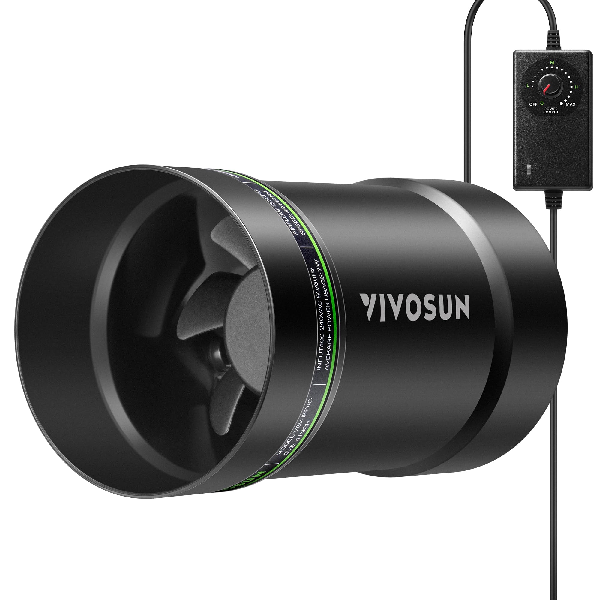 VIVOSUN P4 front view showing compact housing and airflow benefit