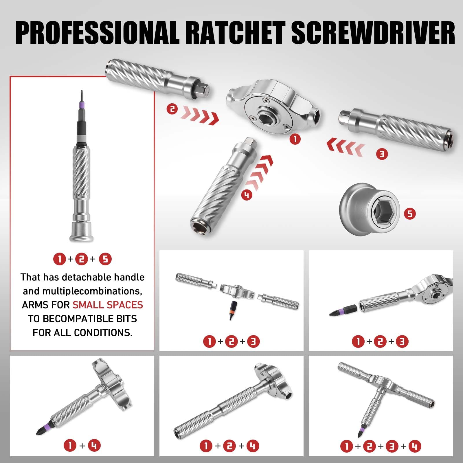 VMAN flexible shaft reaching recessed screw to access tight spots easily