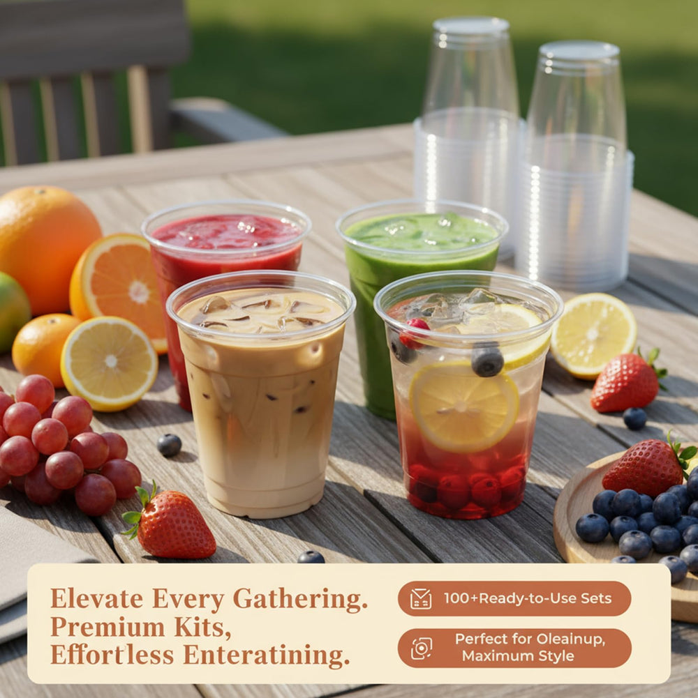 Voatree cups on event table demonstrating professional serving readiness