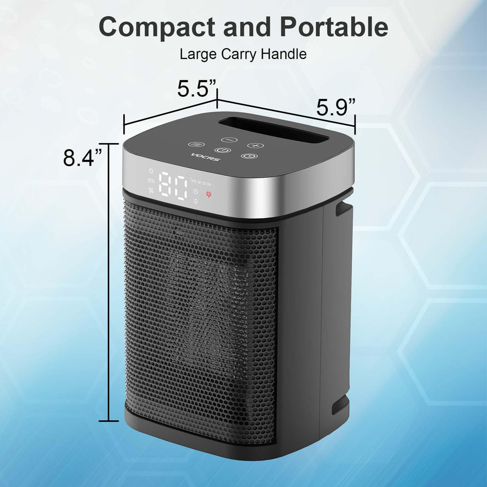 VOCRS on bedside table providing cozy bedroom warmth and safe operation