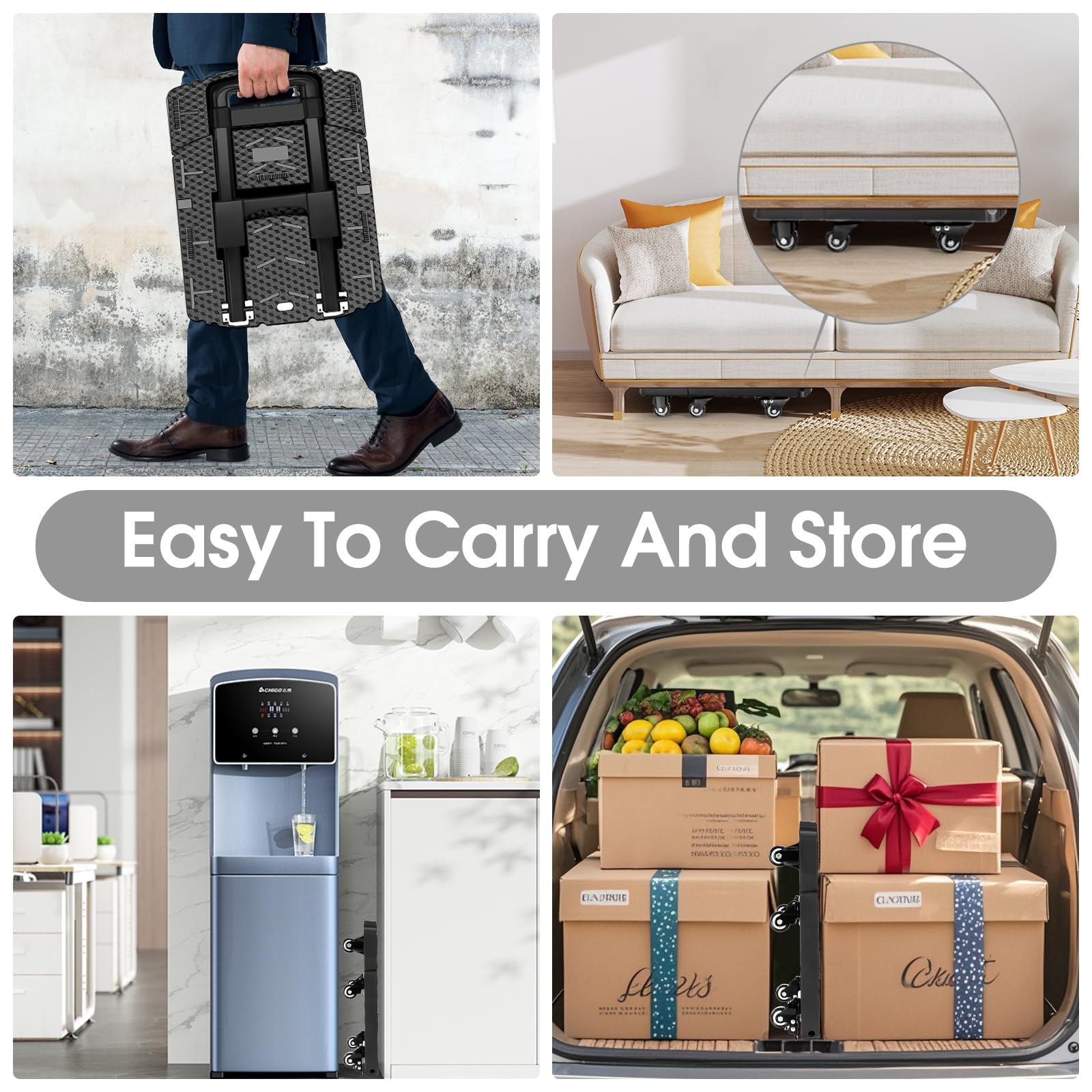 Voipvvii folded storage in car trunk displaying space-saving convenience