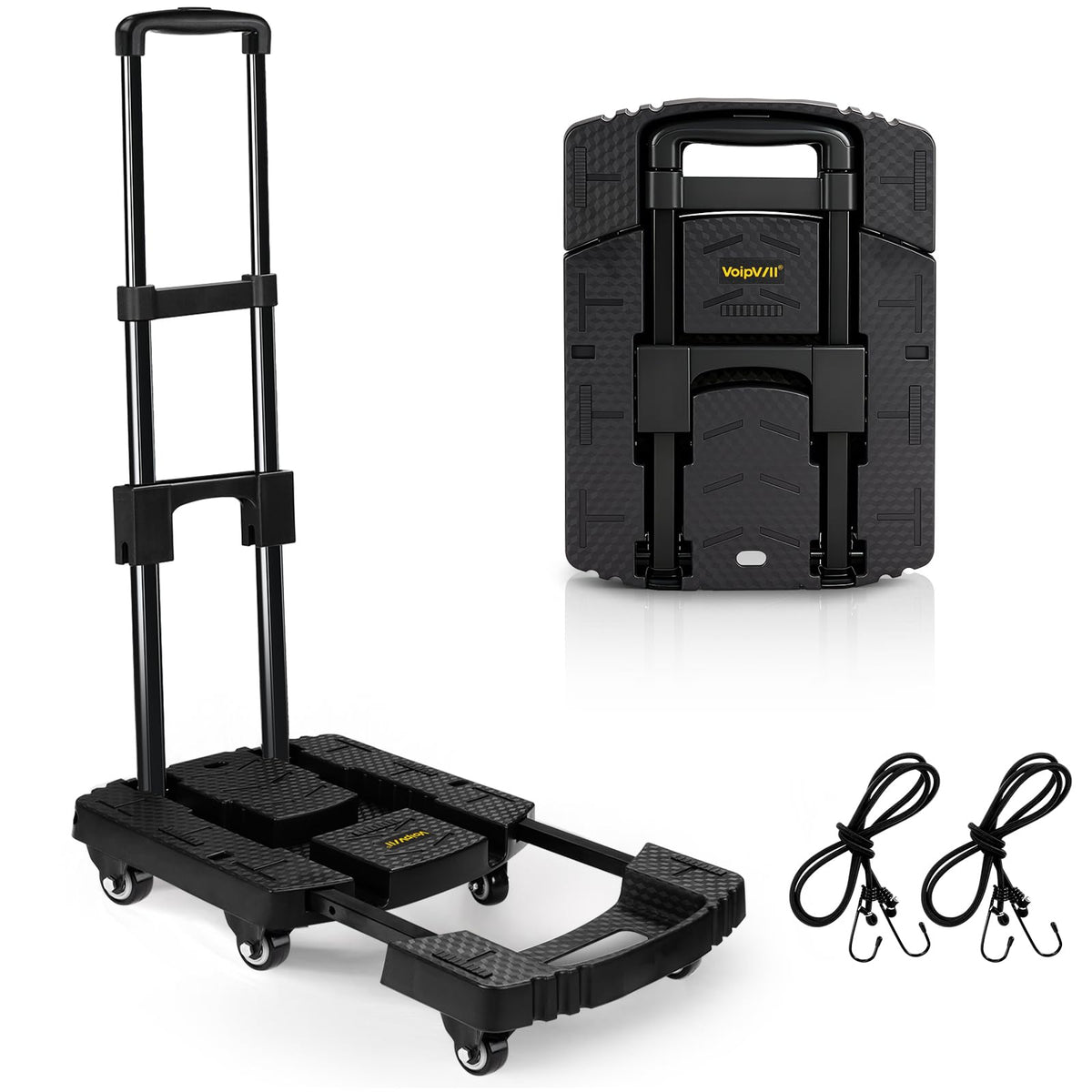 Voipvvii front view folded shows compact storage and easy carry benefit