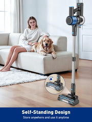 VOKENE floor head in action on hardwood demonstrating strong suction and quick pickup